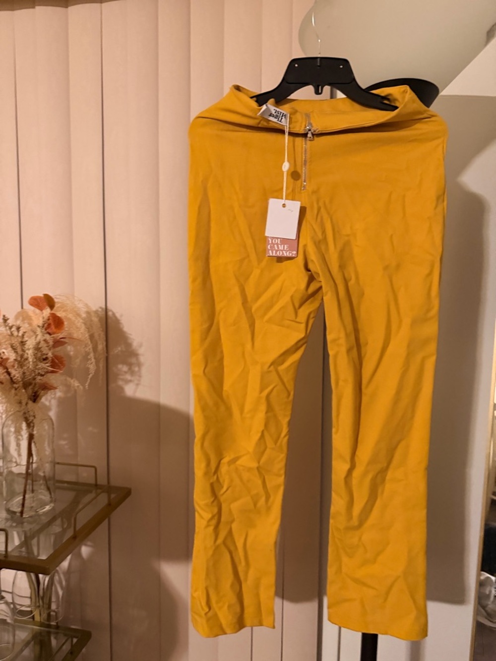 Mustard Yellow High-Rise Zipper Front Pants